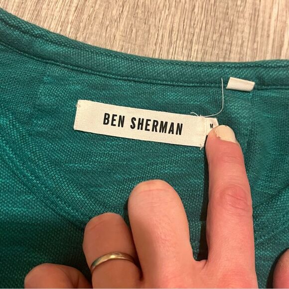 Ben Sherman Jade Green Yoked Stripe Short Sleeve T-Shirt Size Medium - Picture 5 of 7